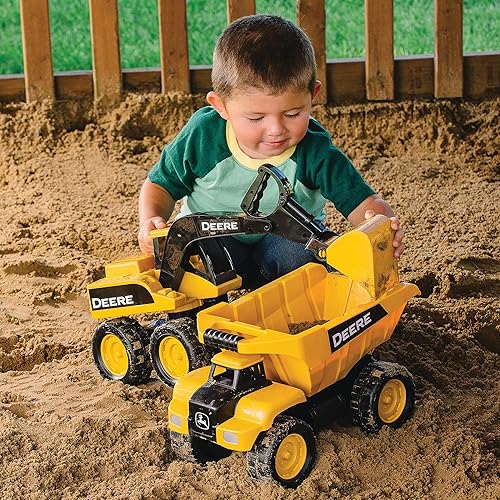 Miniatura 6 de John Deere Camión volquete Big Scoop de juguete con cama basculante  15 pulgadas  Juguetes de caja de arena para exteriores  Juguetes para niños al