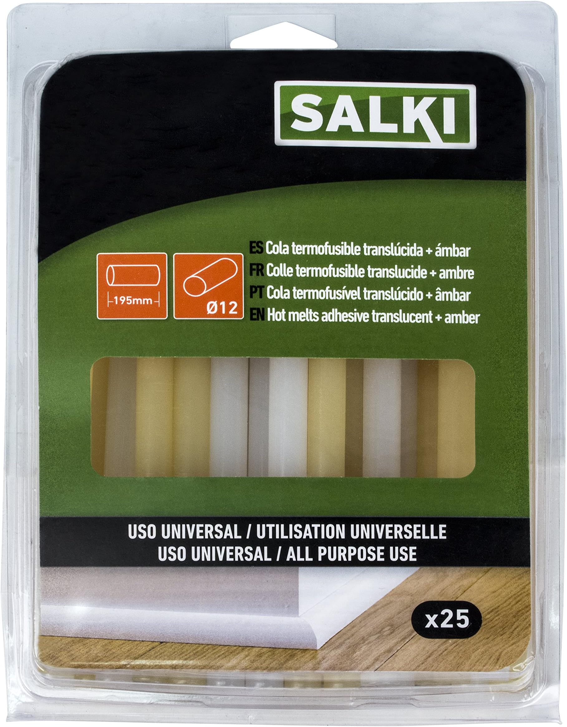 Salki 0430317 Universal Silicone Hot Bars for DIY, Translucent and Amber, 0.5 Kg, 11.5 mm