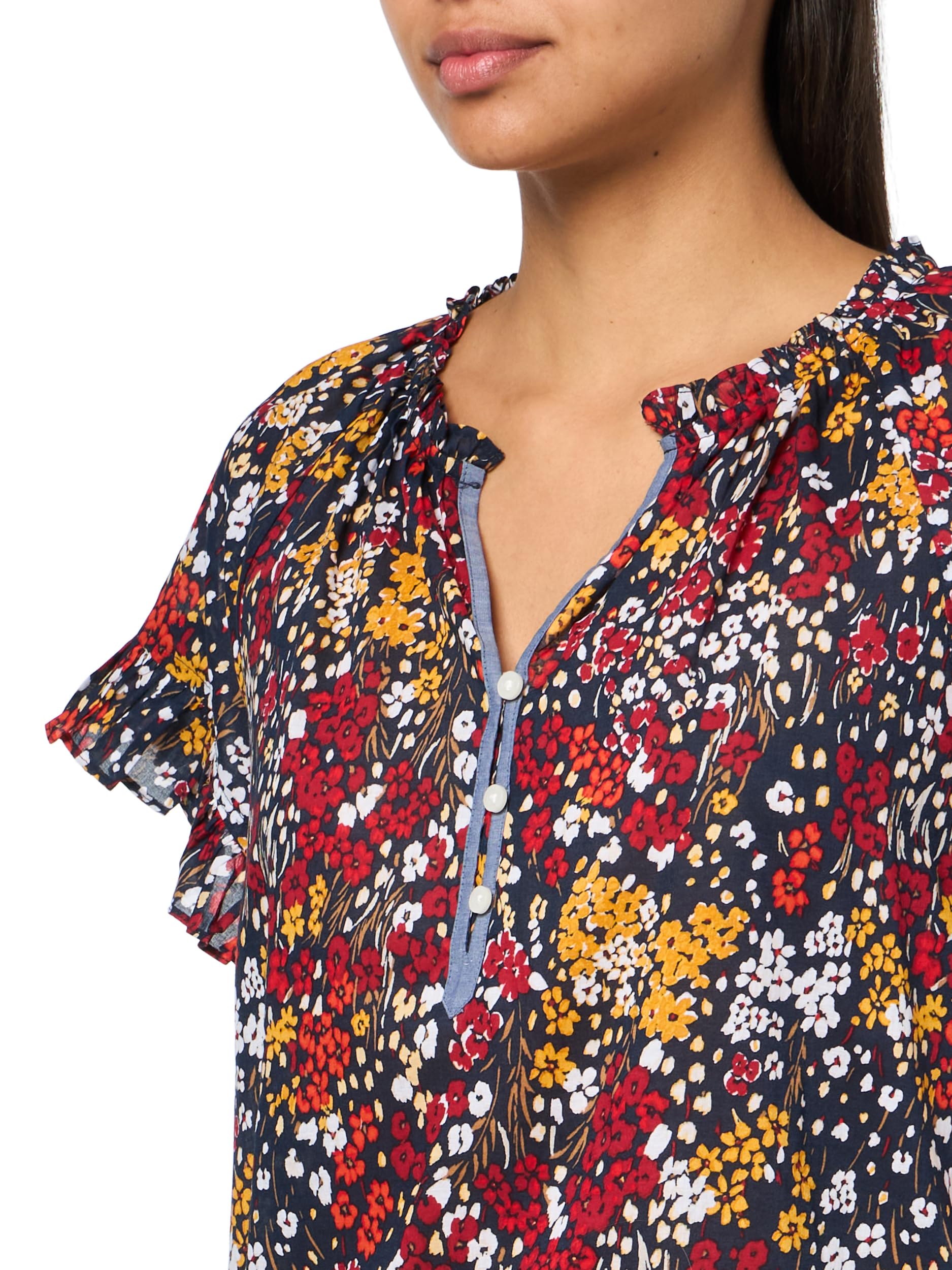 Tommy Hilfiger Ruffle Sleeve Short Sleeve Blouse Camicetta a Maniche Corte con Volant Donna