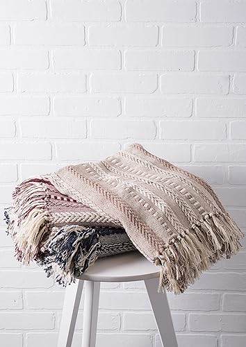 Vista 5 de DII - Manta trenzada a rayas, 50x60, piedra