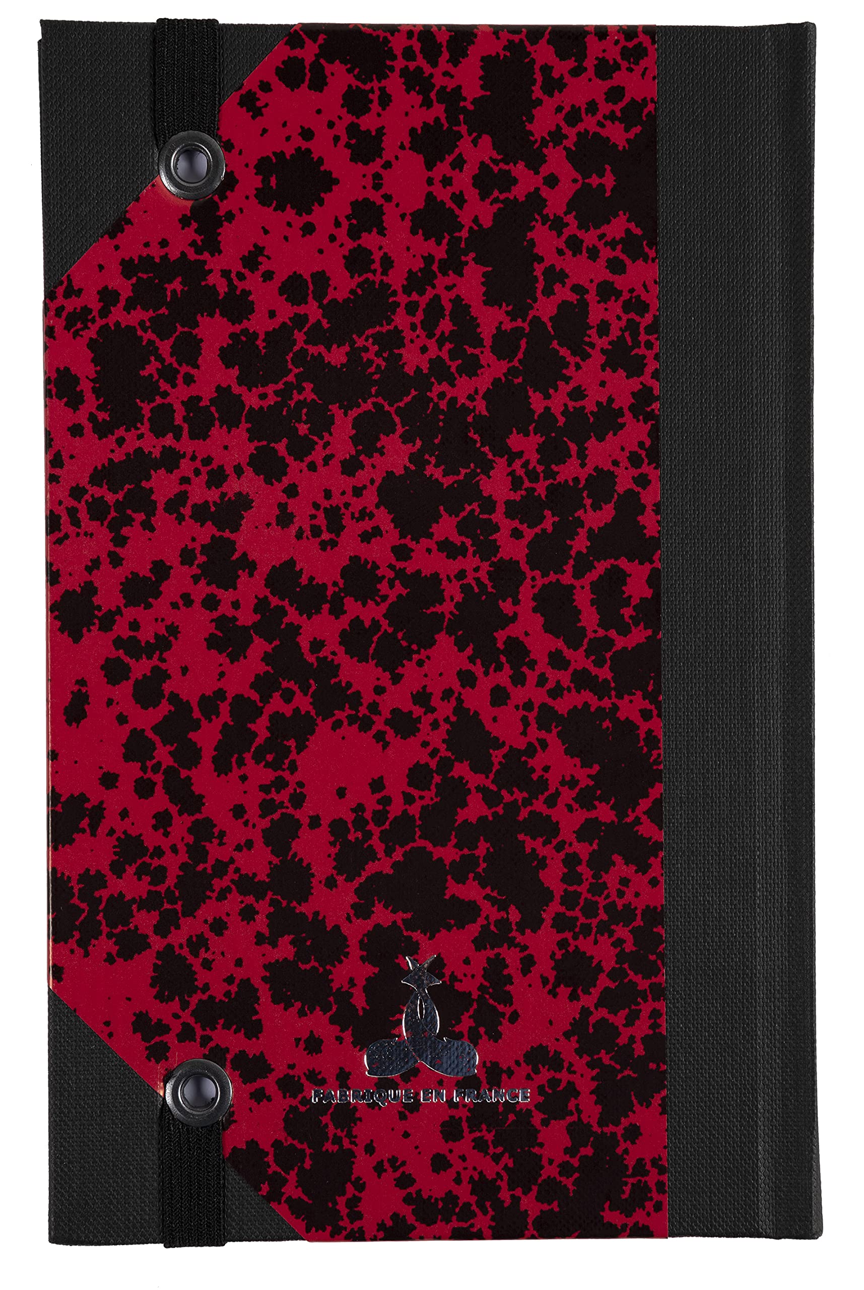 Le Dauphin - Réf. 167205D - 1 carnet - imprimé intérieur ligné - avec une bande de fermeture élastique noir - dimensions 17 x 11 cm - format vertical - 192 pages - couverture marbrée couleur rouge