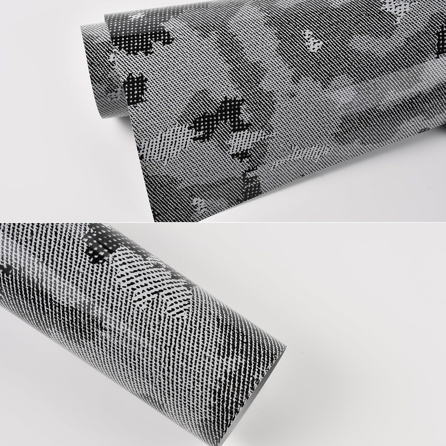 Gray Python Pattern Camouflage Car Vinyl Wrap Simulated Forged Carbon Fiber Glossy Finish Car Body Film for Vehicle Interior Exterior Decoration, 59.84" x 29.52"