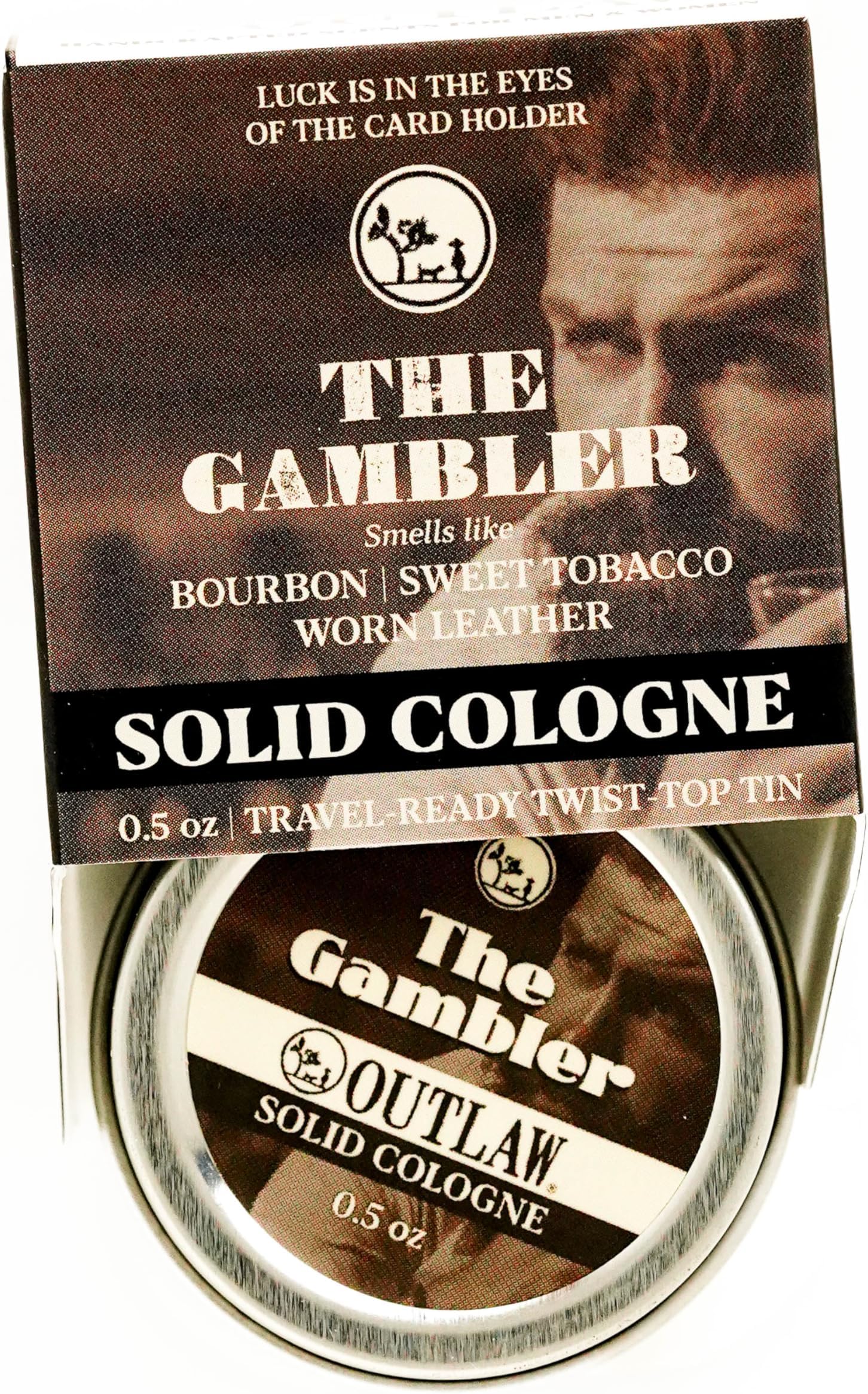 The Gambler Bourbon-Inspired Solid Cologne - Whiskey, Old-fashioned Tobacco, and a Hint of Leather in a Pocket-Sized Tin - Men’s or Women’s Cologne - Outlaw