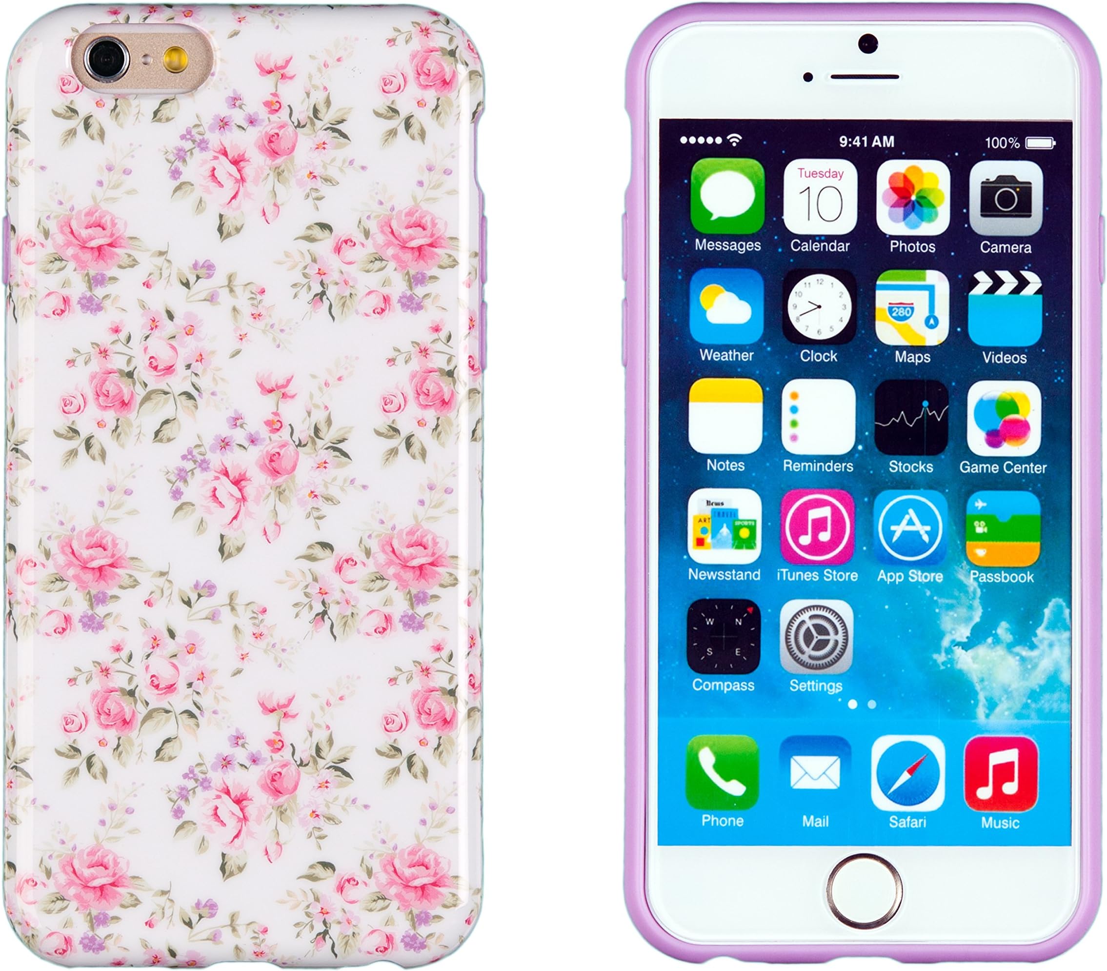 iPhone 6 Plus + Case, DandyCase Perfect Pattern *No Chip/No Peel* Flexible Slim TPU Case Cover for Apple iPhone 6 Plus (5.5" Screen) [Pink & Lavender Vintage Floral]