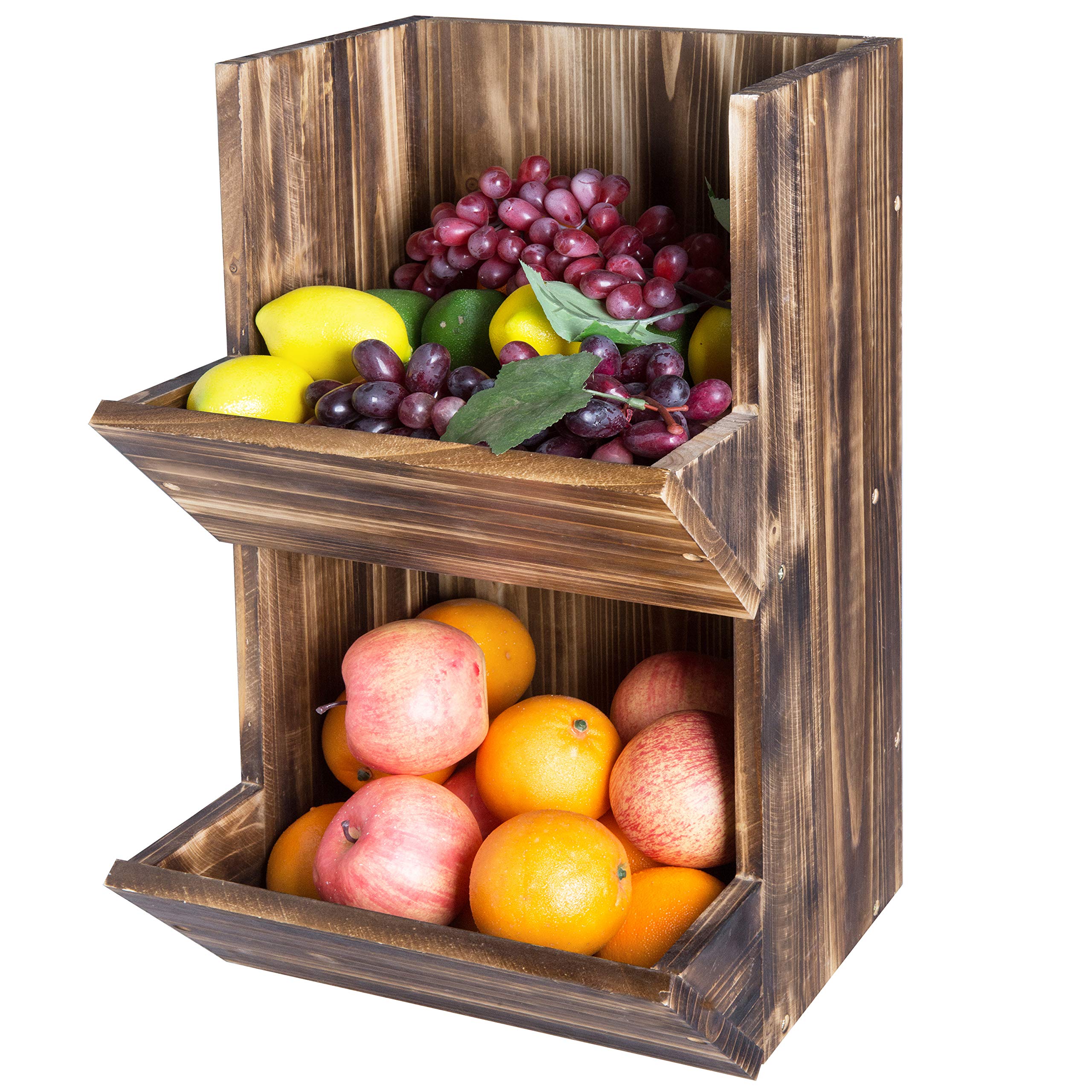 Buy MyGift 2Tier Burnt Wood Hanging Fruit and Produce Storage Rack
