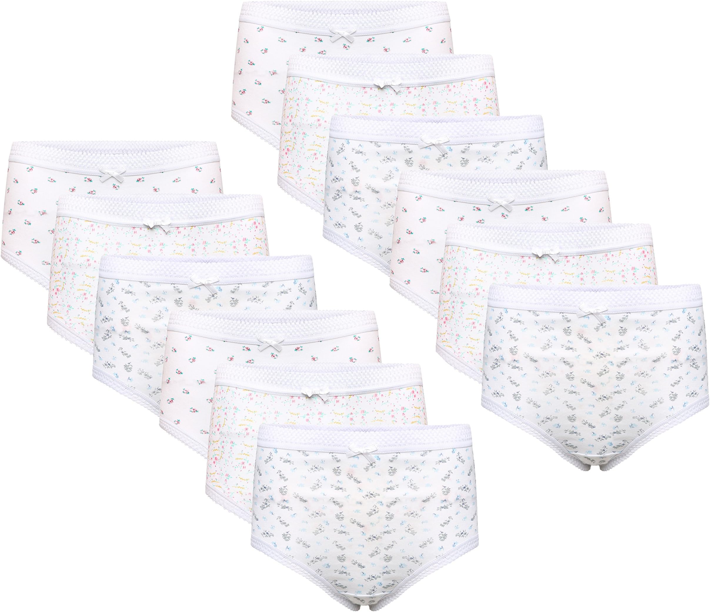 12 Pack Ladies Briefs Maxi, 100% Cotton Full Comfort Fit Underwear, Size 10-24