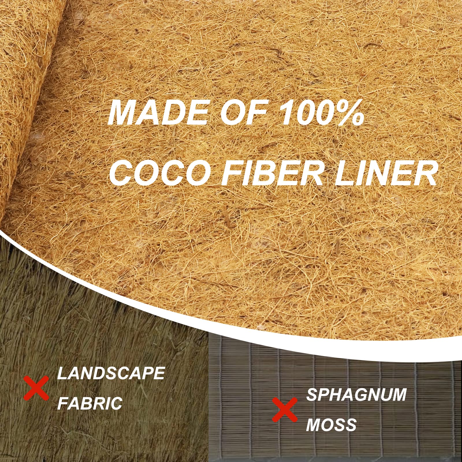 Coco Liner Roll, wisząca wkładka do kosza Coco, wypełniacz doniczek ogrodowych, mata do uprawy kokosa, gruba mata z włókna kokosowego, do sadzarek na patio, pojemników, koryt ściennych, dywan