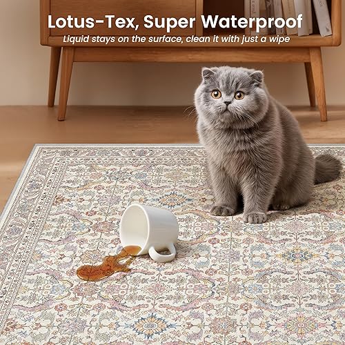 Miniatura 209 de Rugland Alfombras de área de 8 x 10, alfombra lavable resistente a las manchas, alfombras antideslizantes para sala de estar, alfombras tribales