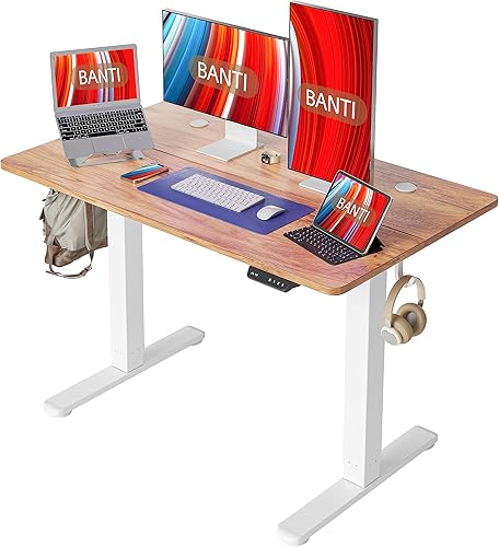 BANTI Escritorio de pie eléctrico de altura ajustable de 48 pulgadas, escritorio ergonómico para oficina en casa, parte superior espresso