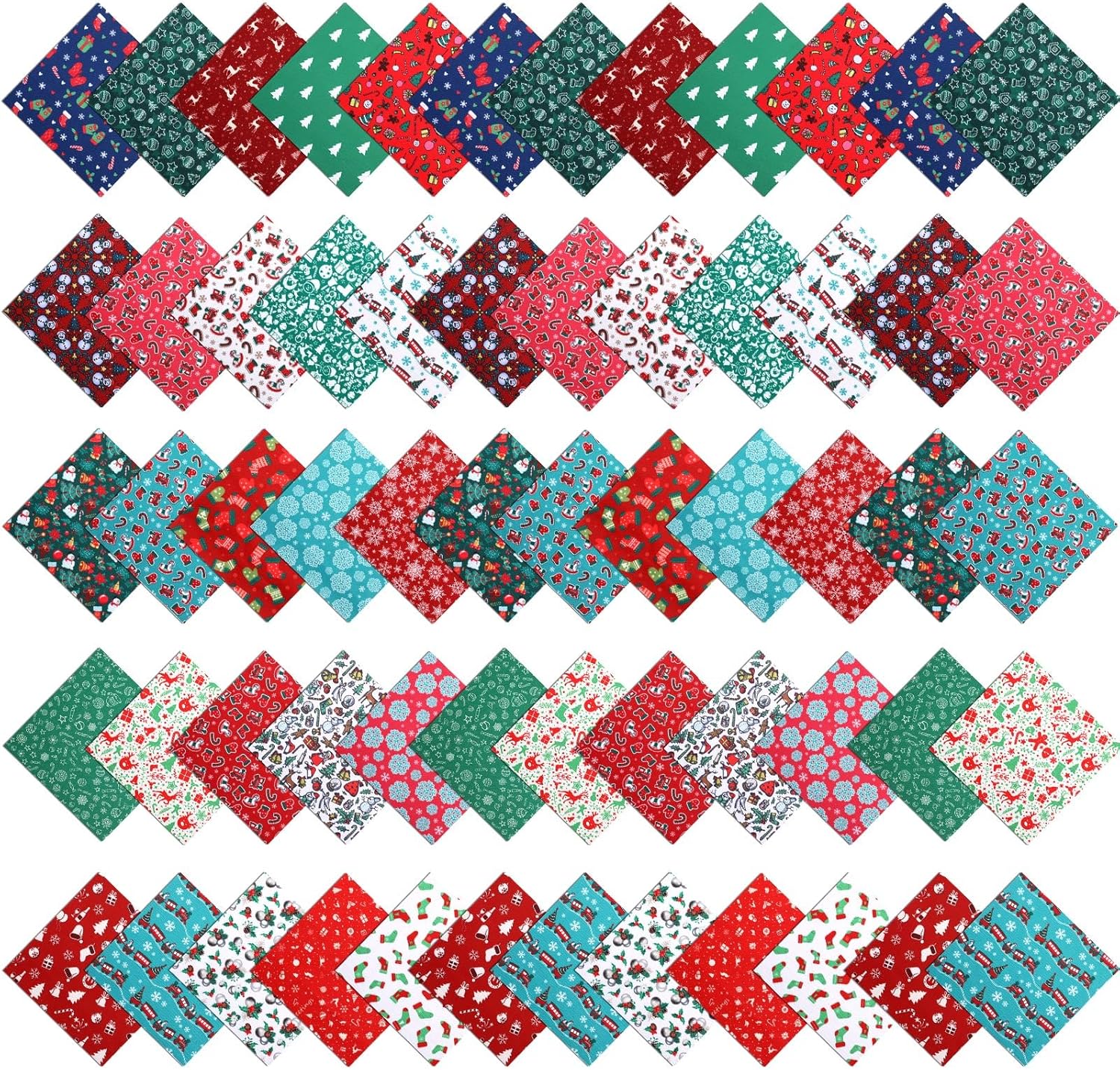 Amazon.com: Preboun 100 Pcs 8 x 8 Inches/ 20 x 20 cm Christmas Fabric ...