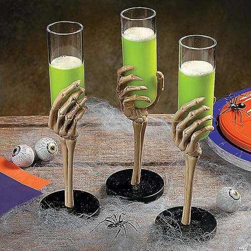 Miniatura 2 de Fun Express Juego de 12 vasos de flauta de mano de esqueleto, capacidad para 2 onzas, plástico sin BPA, decoraciones de fiesta de Halloween