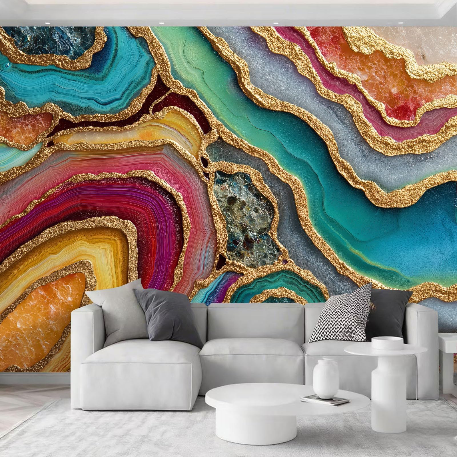Carta da parati fotografica astratta con texture marmorizzata e agata 500 x 280 cm, colore premium, carta da parati murale in tessuto non tessuto, decorazione artistica da parete 3D per soggiorno