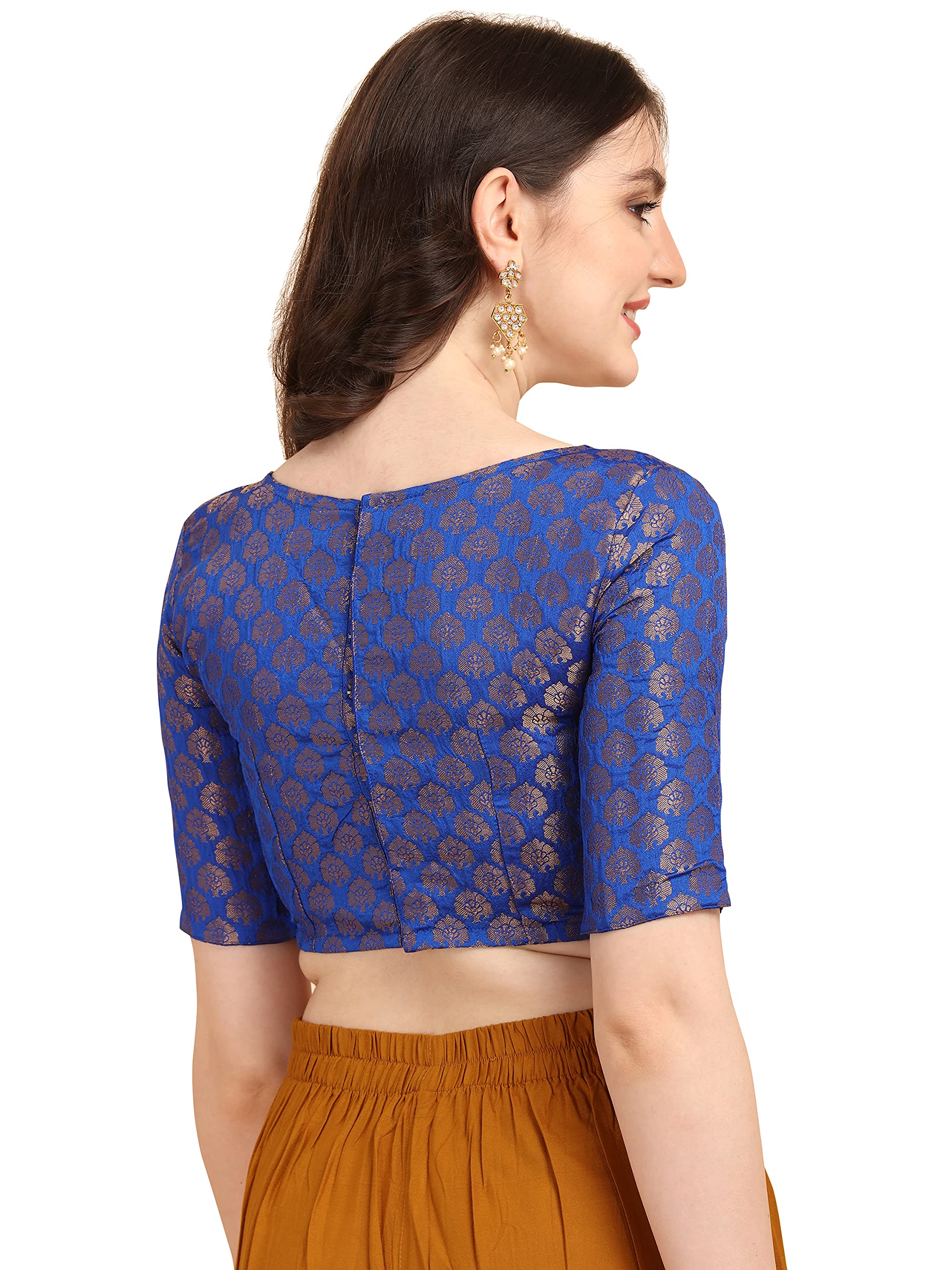 Oomph Jacquard Blue Readymade Blouse For Women - Rbbl58Xl