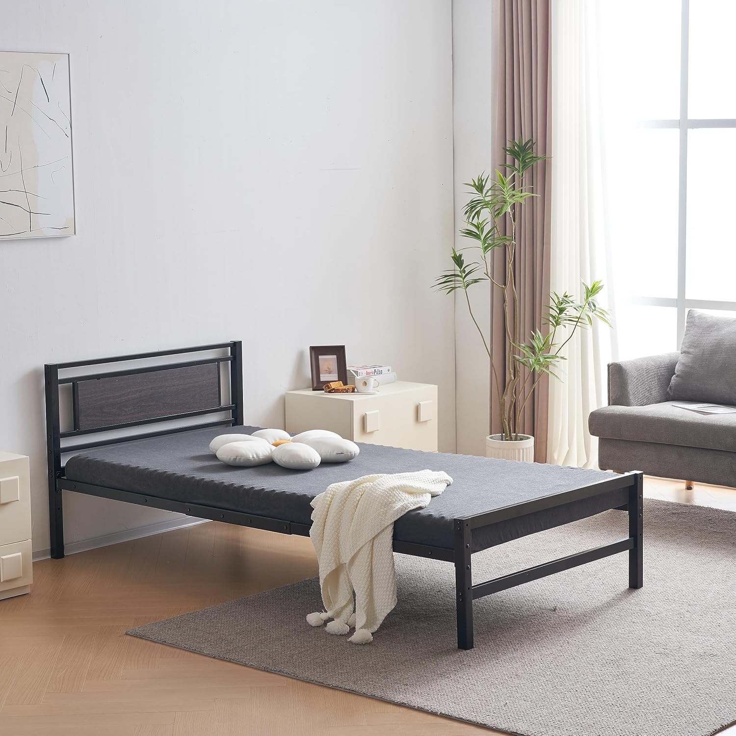 【ブラック】パイプベッド シングル ベッド 宮 三段階高さ調整可 スチール 耐震 ブラック パイプベッド シングル ベッド 宮 三段階高さ調整可 スチール