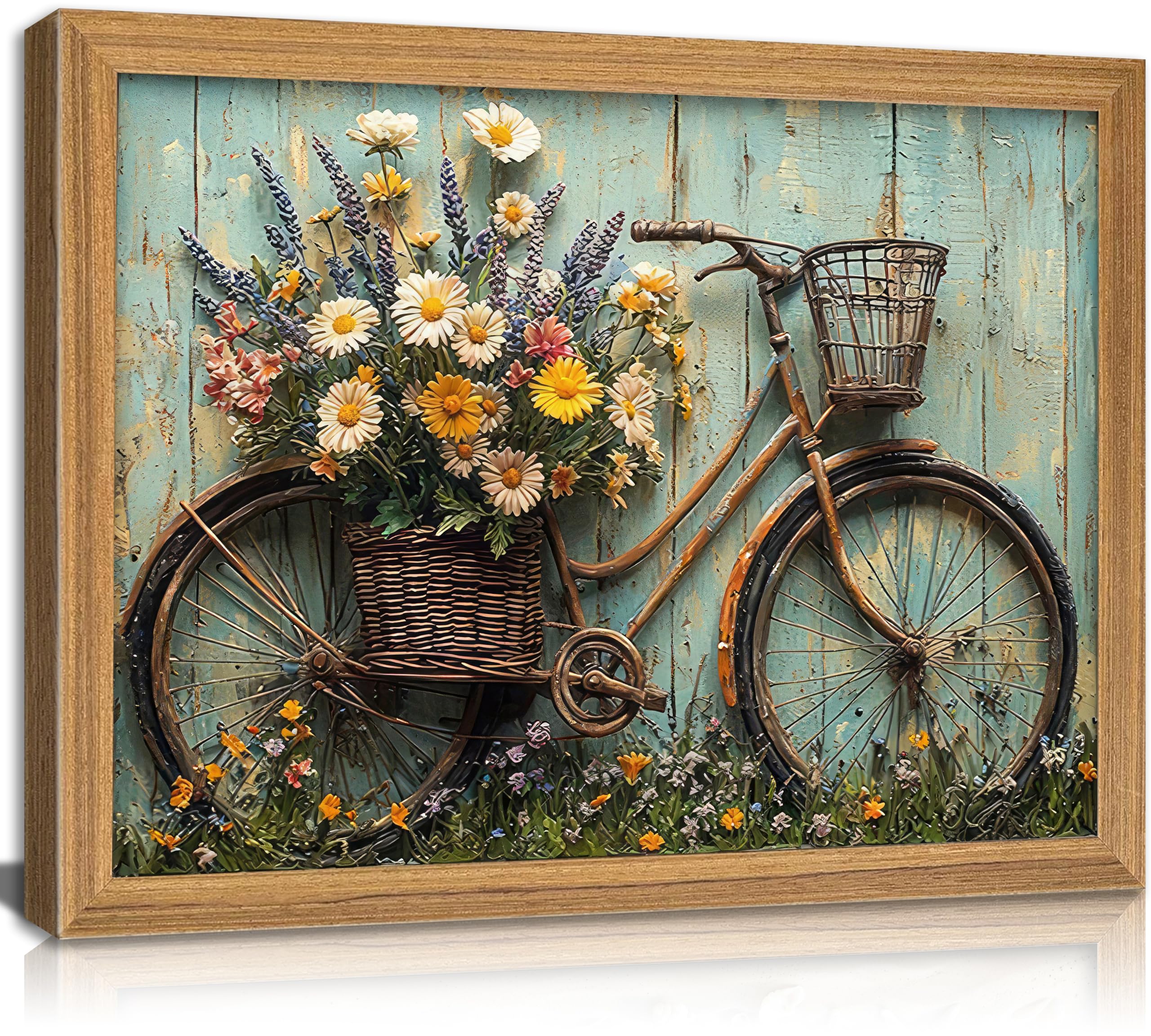 Framed Farmhouse Bathroom Canvas Wall Art Brown Rustic Cotton Flower Painting Picture Wall Decor Modern Relax Soak Unwind Sign Poster Print Artwork for Living room Restroom Home Decoration — view 12