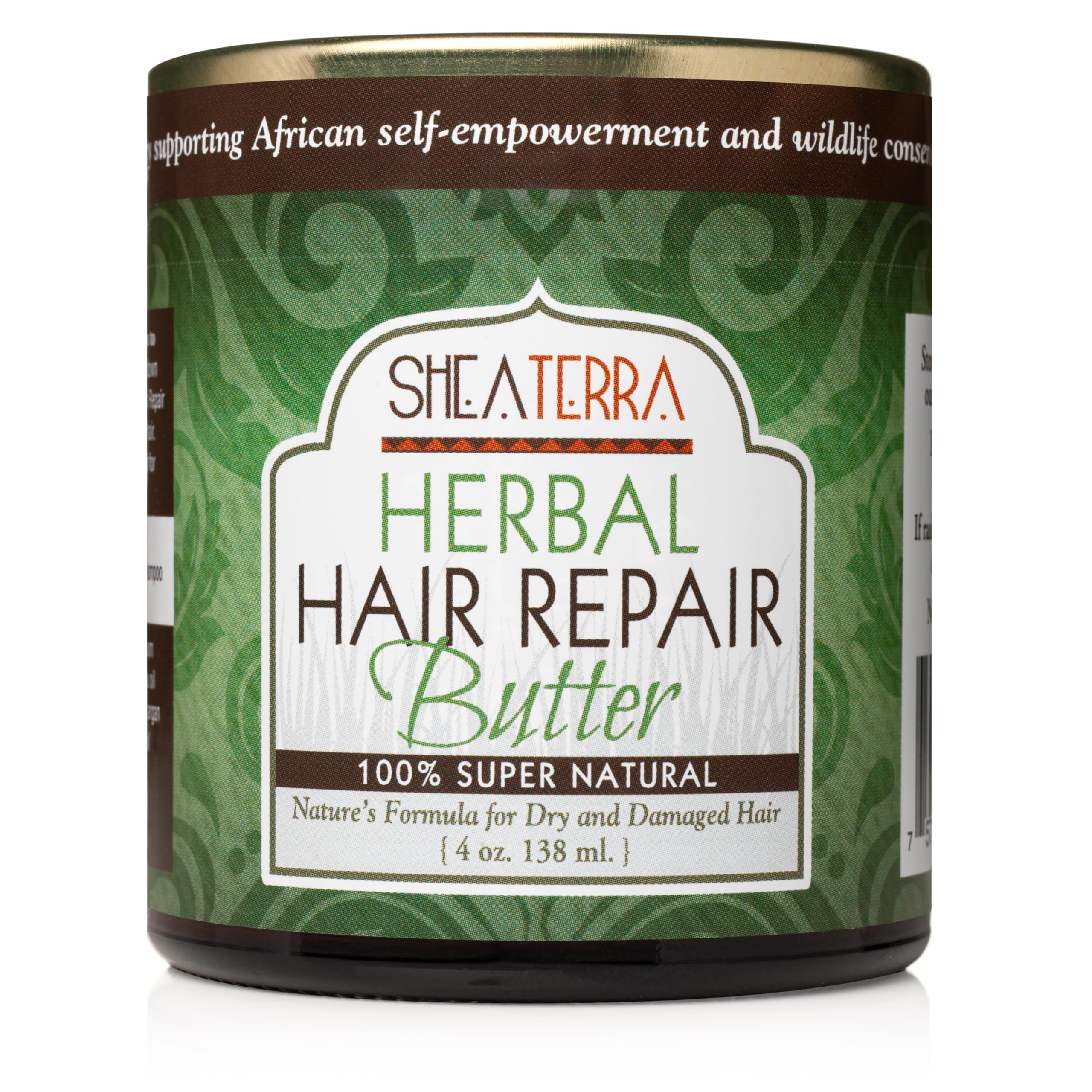 Shea Terra Organics Hair Repair Herbal Butter | Natural Hair Restoration and Dry Itchy Scalp Treatment - Rinse Out or Leave-In Conditioner - 4 oz