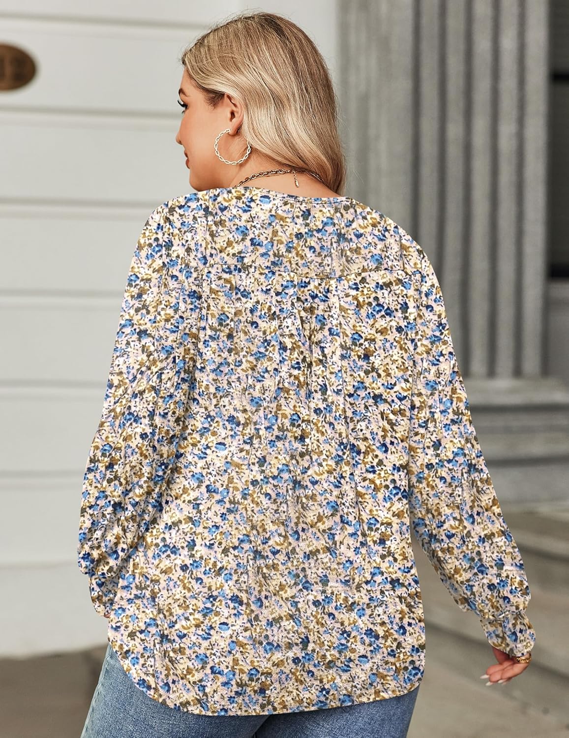 IN'VOLAND Women's Plus Size Long Sleeve Tunic Tops Pleated Crew Neck Shirts Casual Loose Blouse Fall T-Shirt - Image 5