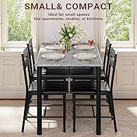 Vista 5 de Juego de mesa de comedor IRONCK para 4, mesa de cocina de madera con sillas tapizadas para cocina y espacios pequeños, gris