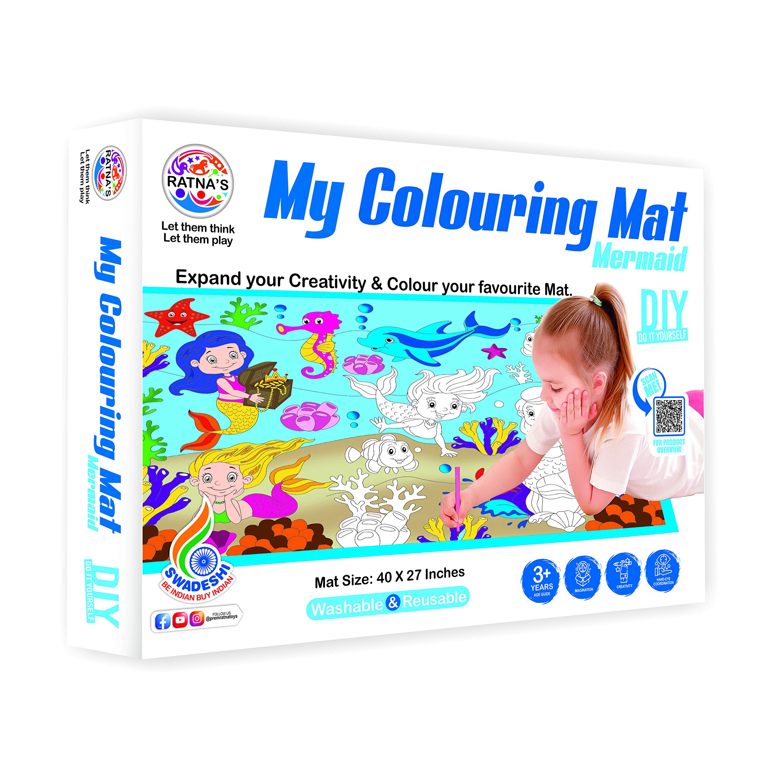 Ratnas My Coloring Mat Mermaid Printed Mat of Size 40 x 27 Inches, Washable & Reusable Colouring Kit for Kids 3+ Years (B08ZHT8LLM) Amazon Price History, Amazon Price Tracker