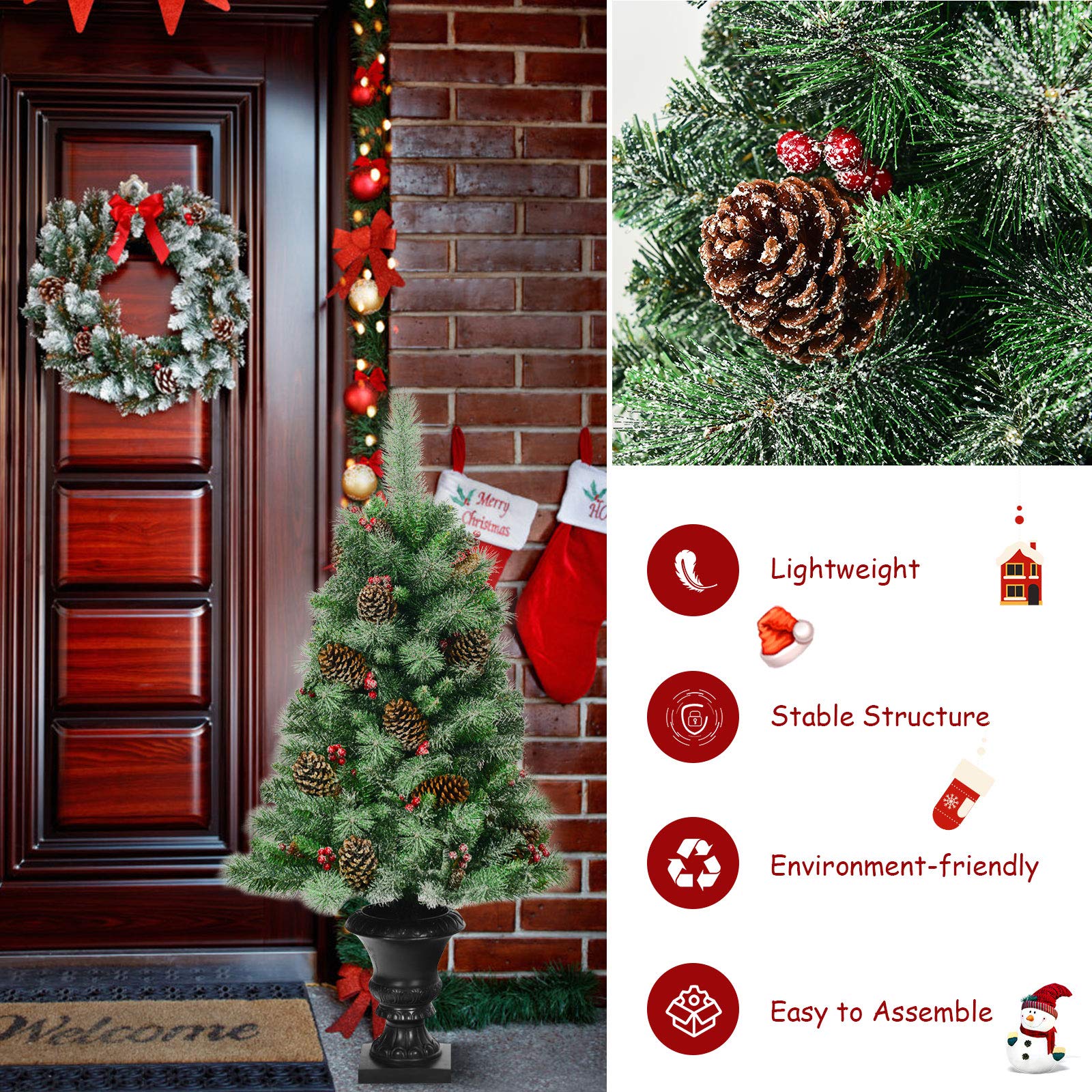 Árbol de Navidad Artificial pequeño 120 cm (4 pies) con piñas y