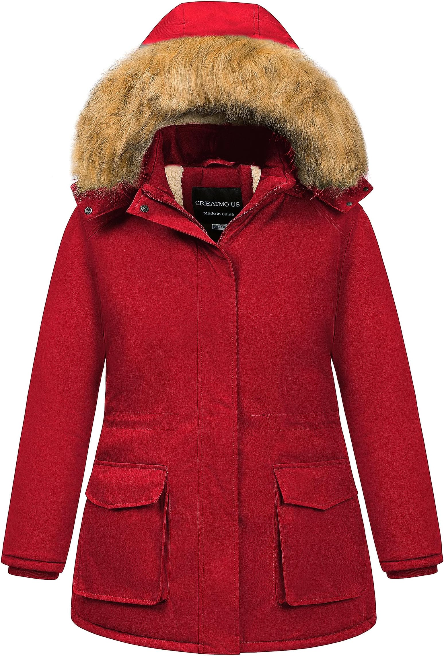 Women's Plus Size Winter Coats Warm Parka Jackets Sherpa Lined Detachable Fur Hood Available in Size 1X to 5X