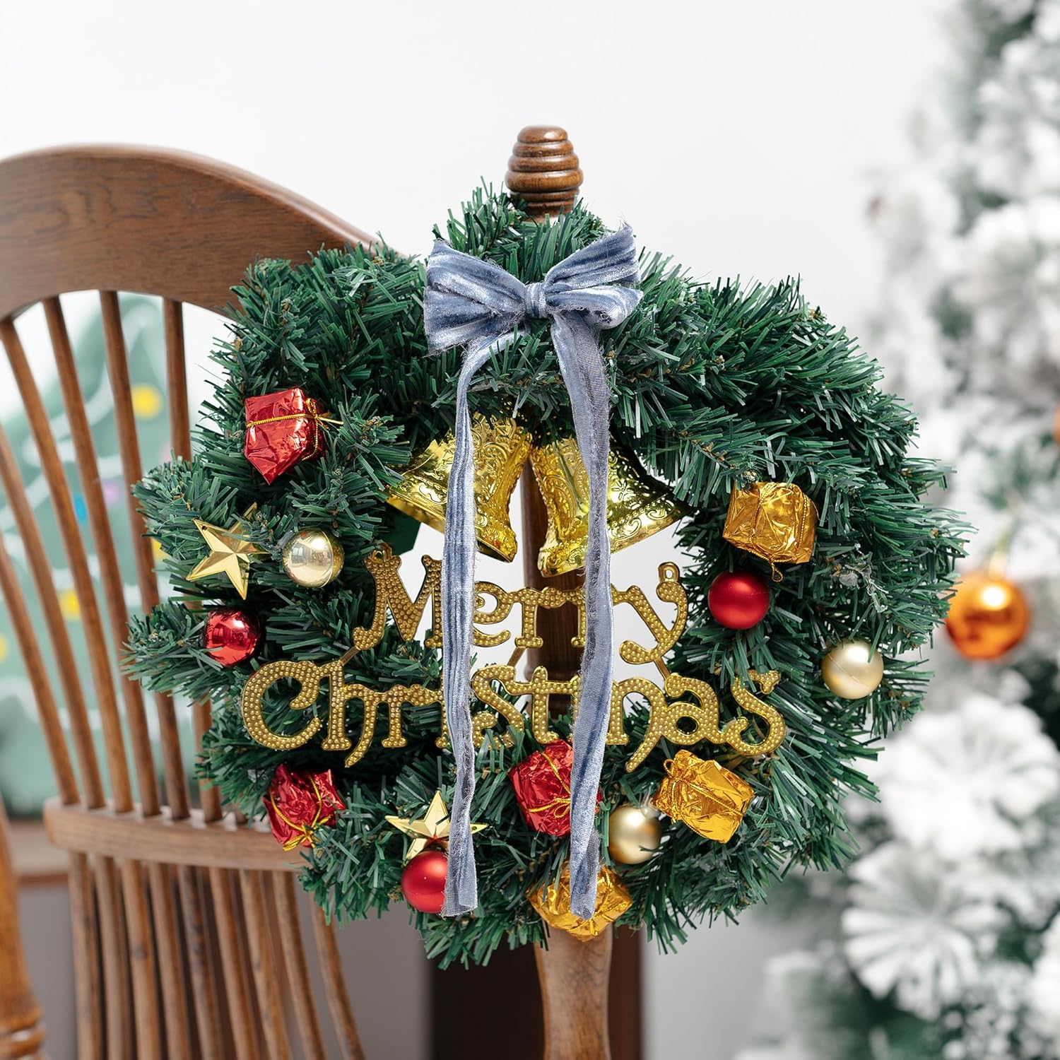 Dusty Blue Velvet Ribbon 1-1/2 Inch x 6 Yd Crinkled Handmade Frayed Vintage Ribbons for Christmas Gift Wrapping Tree Home Decor Wreath Craft Ornaments