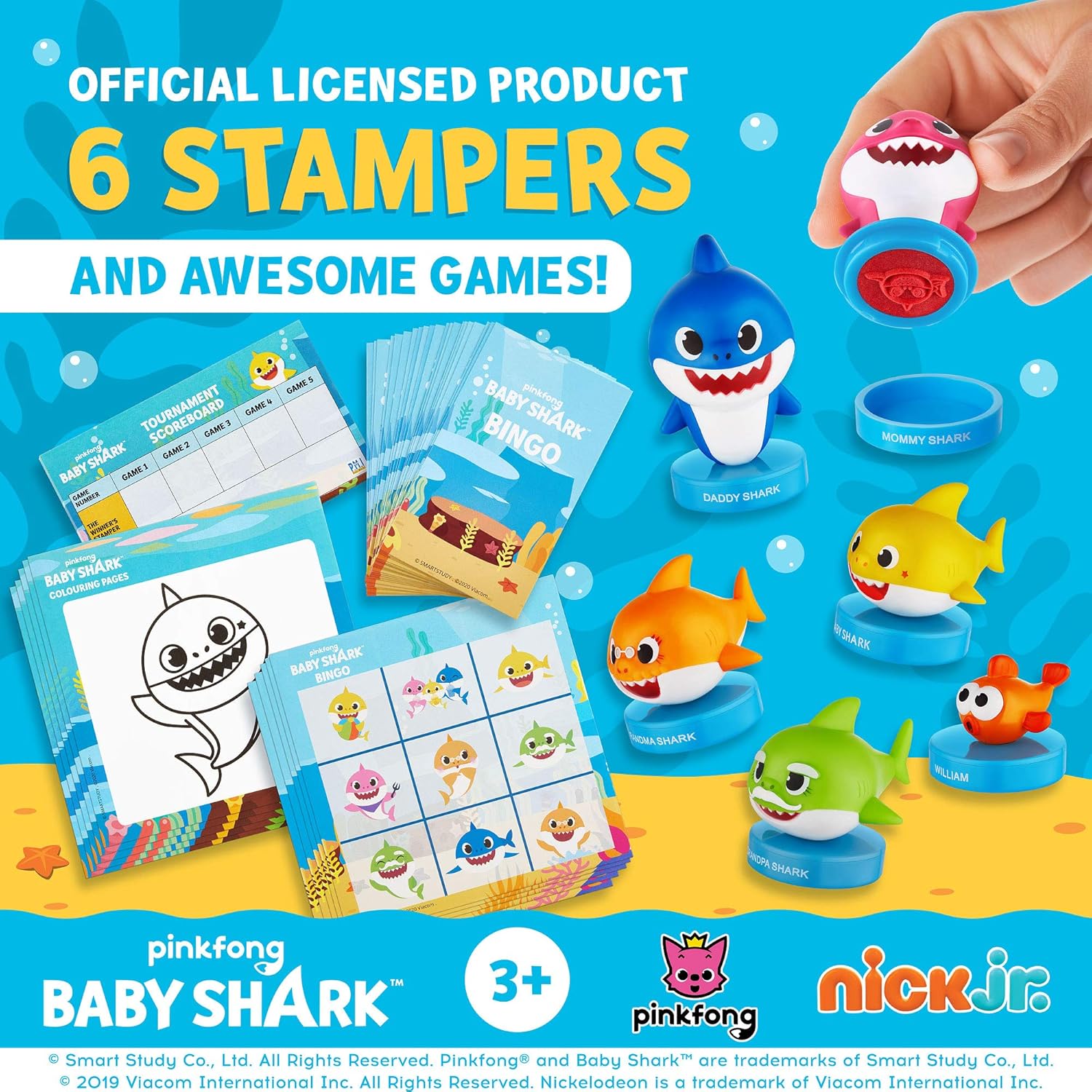 Buy Baby Shark Bingo For Kids Coloring Pages With 6 Self Inking Baby Shark Figures Stampers Boards Cards Checkmarks Scoreboard Baby Shark Games Toys Gifts By Pmi Ages 3 Online In Vietnam B08bktctzf