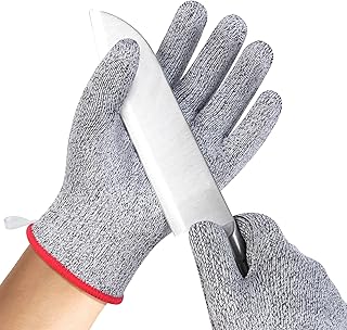 Schnittfeste Handschuhe für Herren und Damen, Arbeitshandschuhe A5 Schutzhandschuh Schnittsichere Montage Handschuhe Gartenhandschuhe 1 Paar Grau (M)