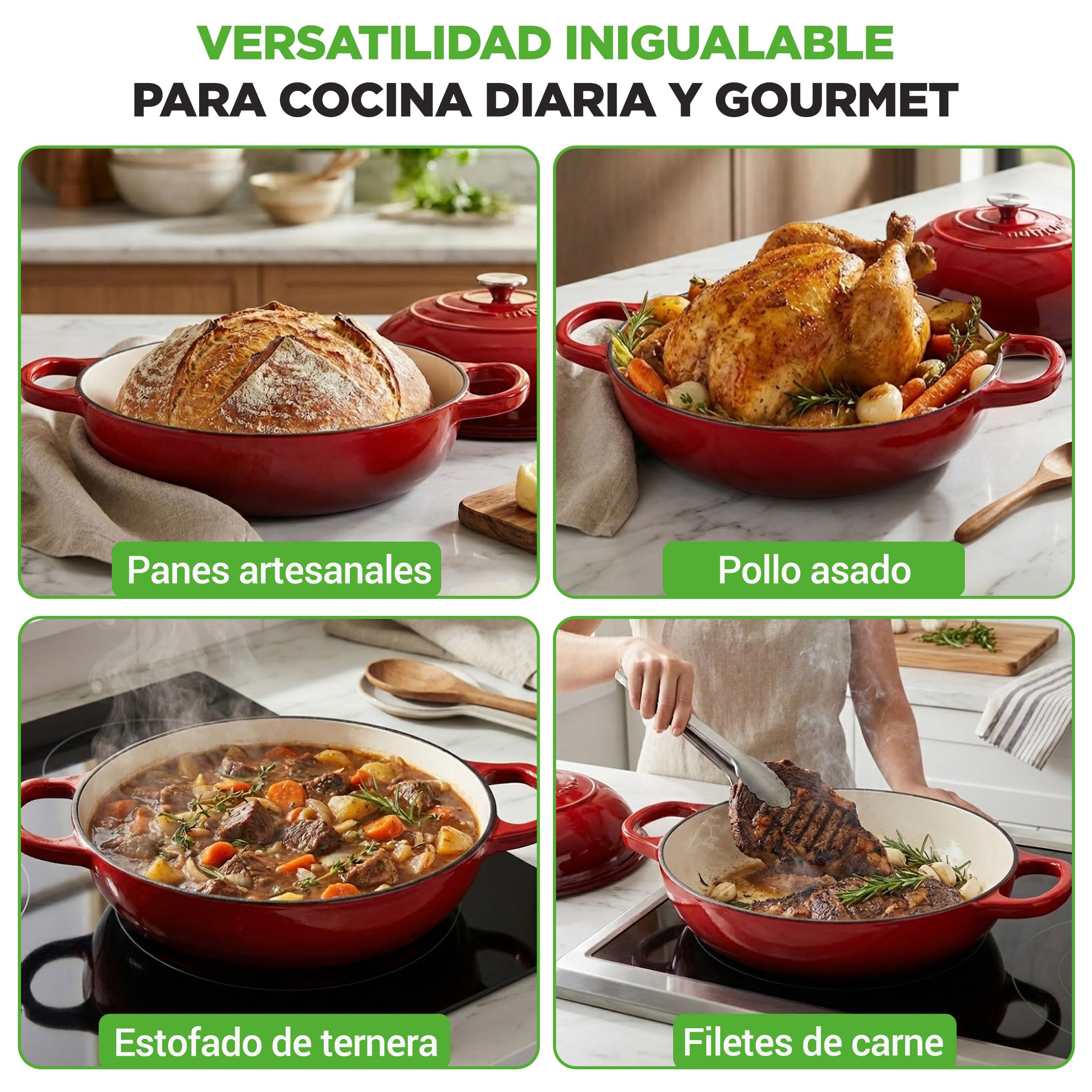 NutriChef horno holandés redondo de hierro fundido esmaltado para pan de masa madre, Molde con tapa tipo domo, Incluye guantes de silicona, 26 cms