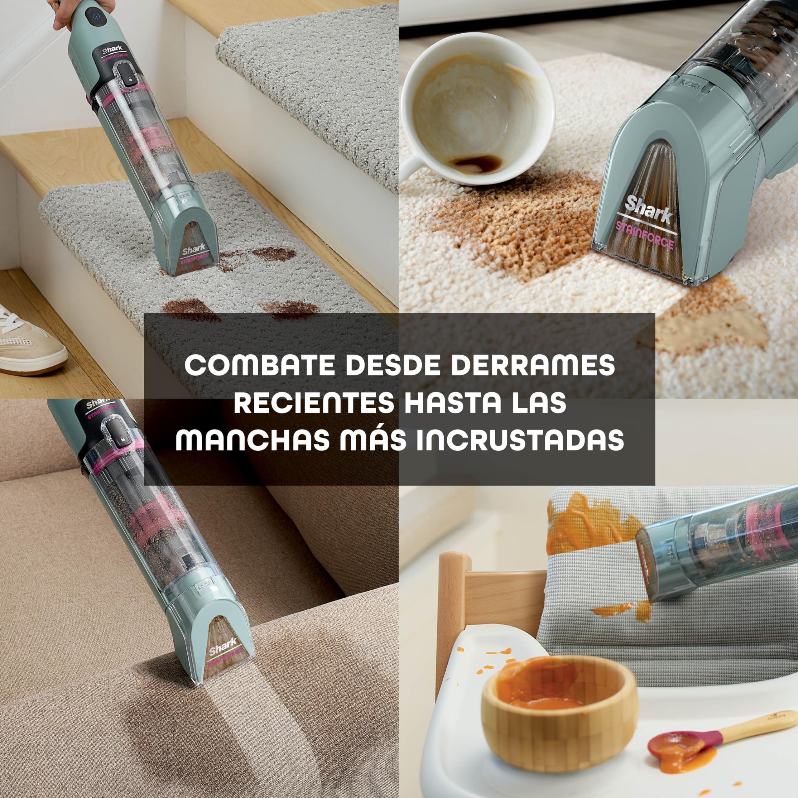 Shark StainForce Limpiador Portátil para Manchas y Olores - Limpieza de Alfombras, Tapicerías, Escaleras y Coches - Incluye Accesorios y 2 Soluciones de Limpieza - Cobre, HX100EUCP