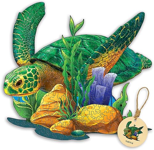 Rompecabezas de madera para adultos, rompecabezas de madera de tortuga, 188 piezas, 10.6 x 11.5 pulgadas (10.6x11.5 in), rompecabezas de madera de