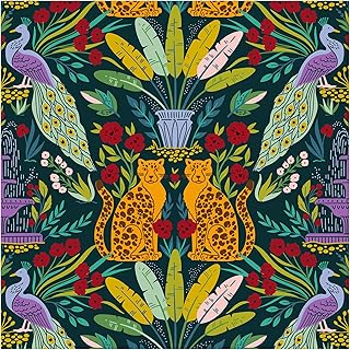 HAOKHOME Tropical Leopard Wallpaper Peel and Stick Jungle Animals Peacoc...