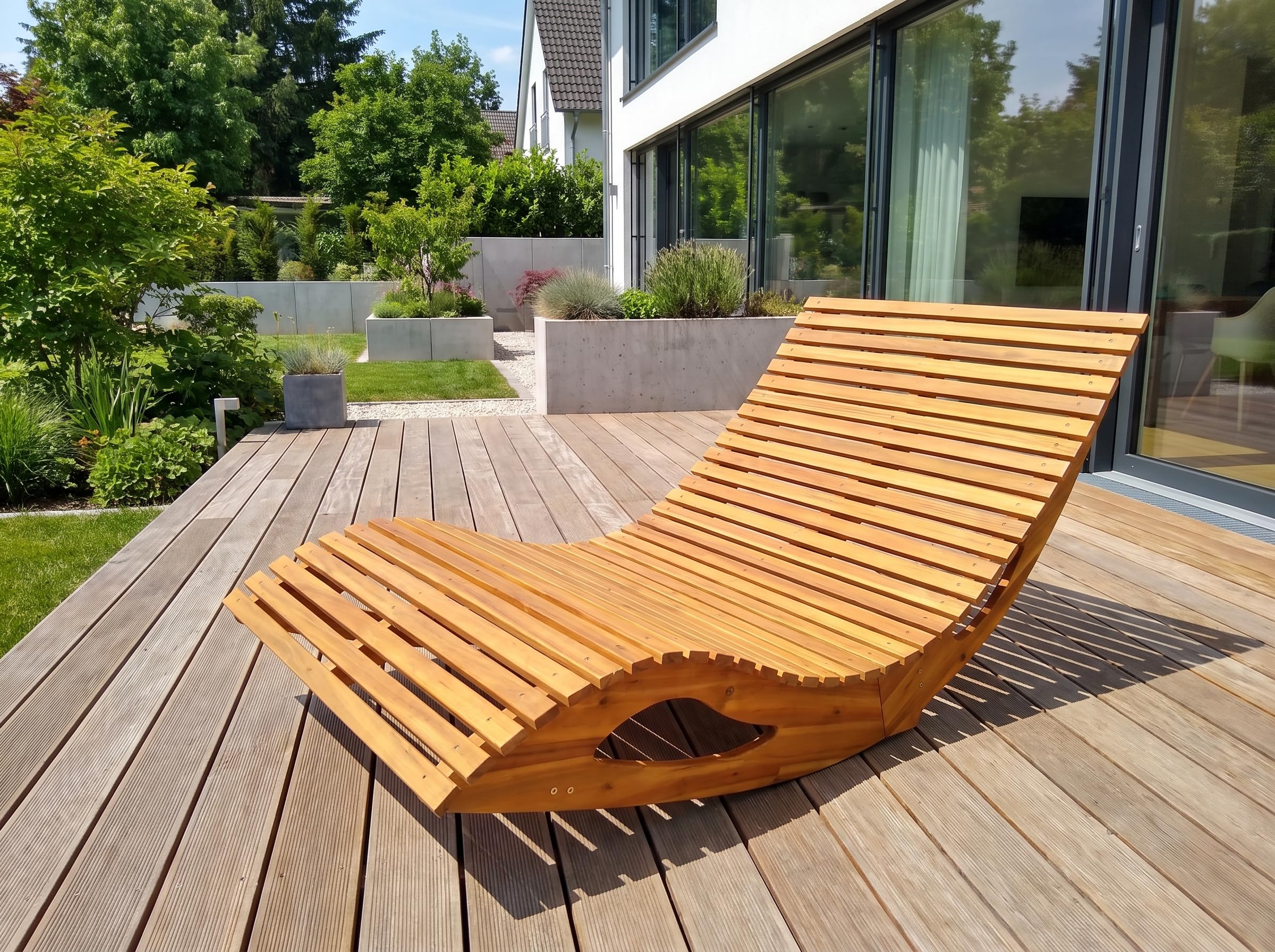 Ergonomische Doppelschwungliege aus Akazienholz