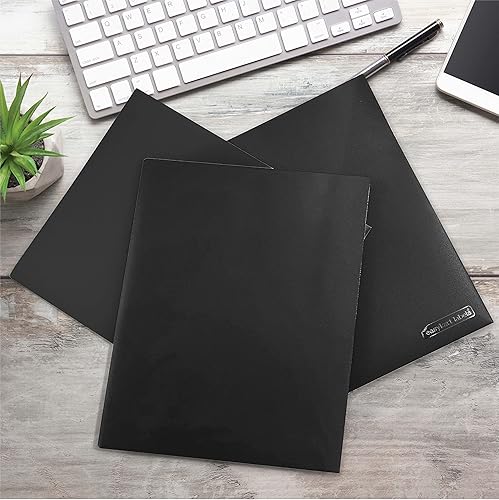 Miniatura 6 de Easykart - Carpetas de plástico con bolsillos color negro paquete de 6 carpetas de polietileno de 2 bolsillos para la escuela el hogar u oficina