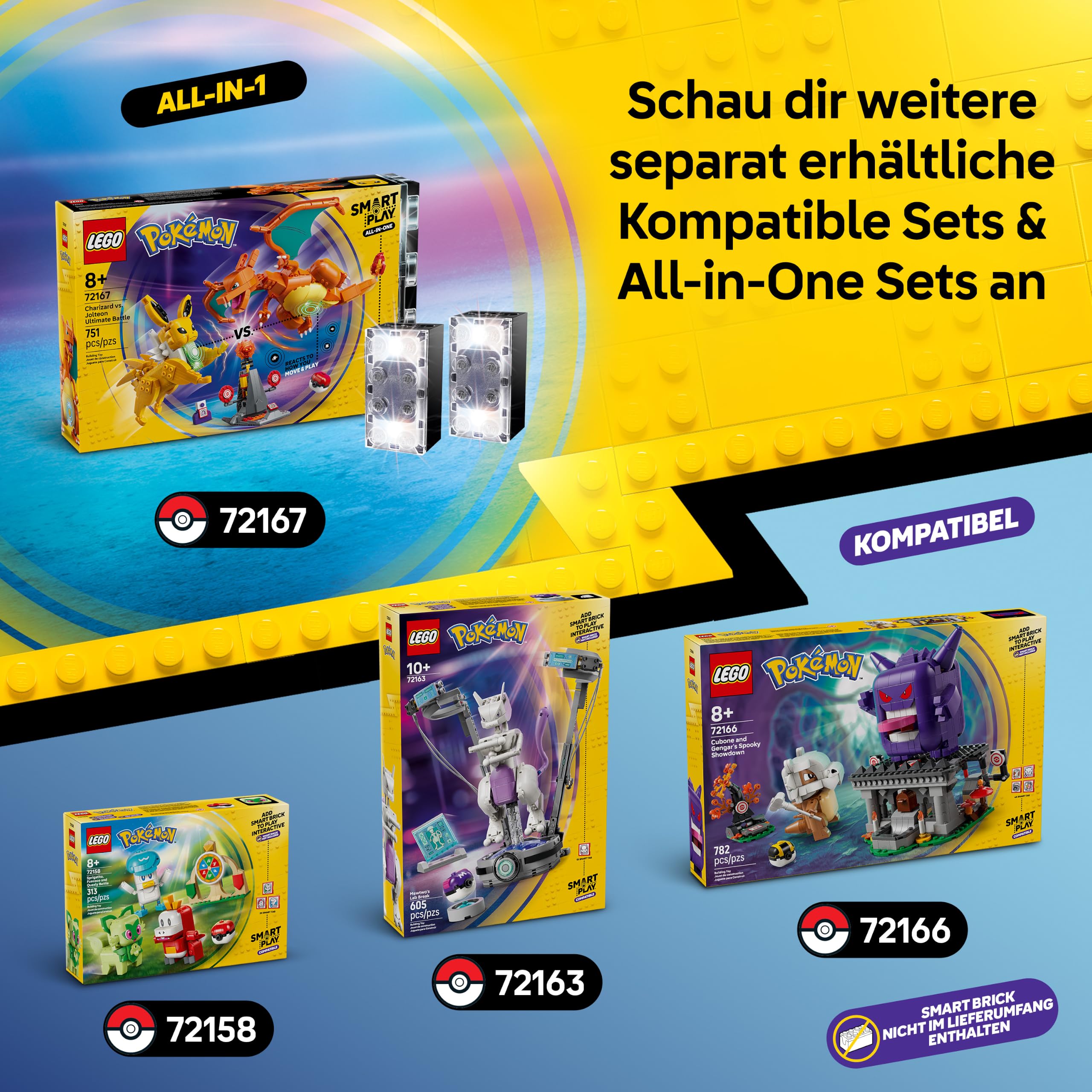LEGO Pokémon SMART Play: Mewtwus Ausbruch aus dem Labor - kompatibles interaktives Set mit SMART Tag und Pokémon-Figur Steinen - Geschenk für Kinder ab 10 Jahren - 72163