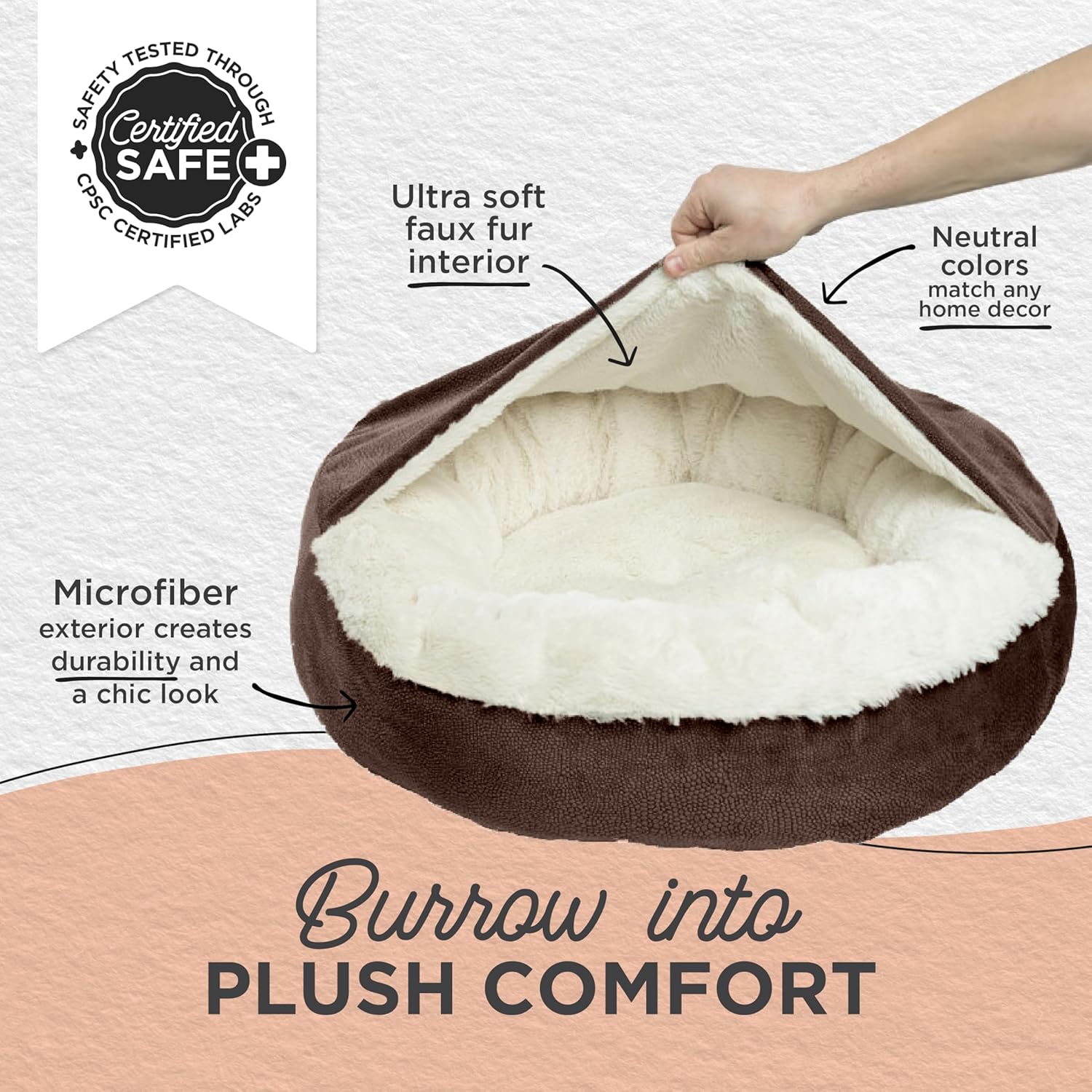 review Best Friends by Sheri Cozy Cuddler Ilan Microfiber Hooded Blanket Cat and Dog Bed in Dark Chocolate 23