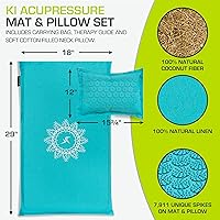 Vista 3 de ProsourceFit Ki Acupressure Mat and Pillow Set with 100% Natural Linen for Back/Neck Pain Relief and Muscle Relaxation