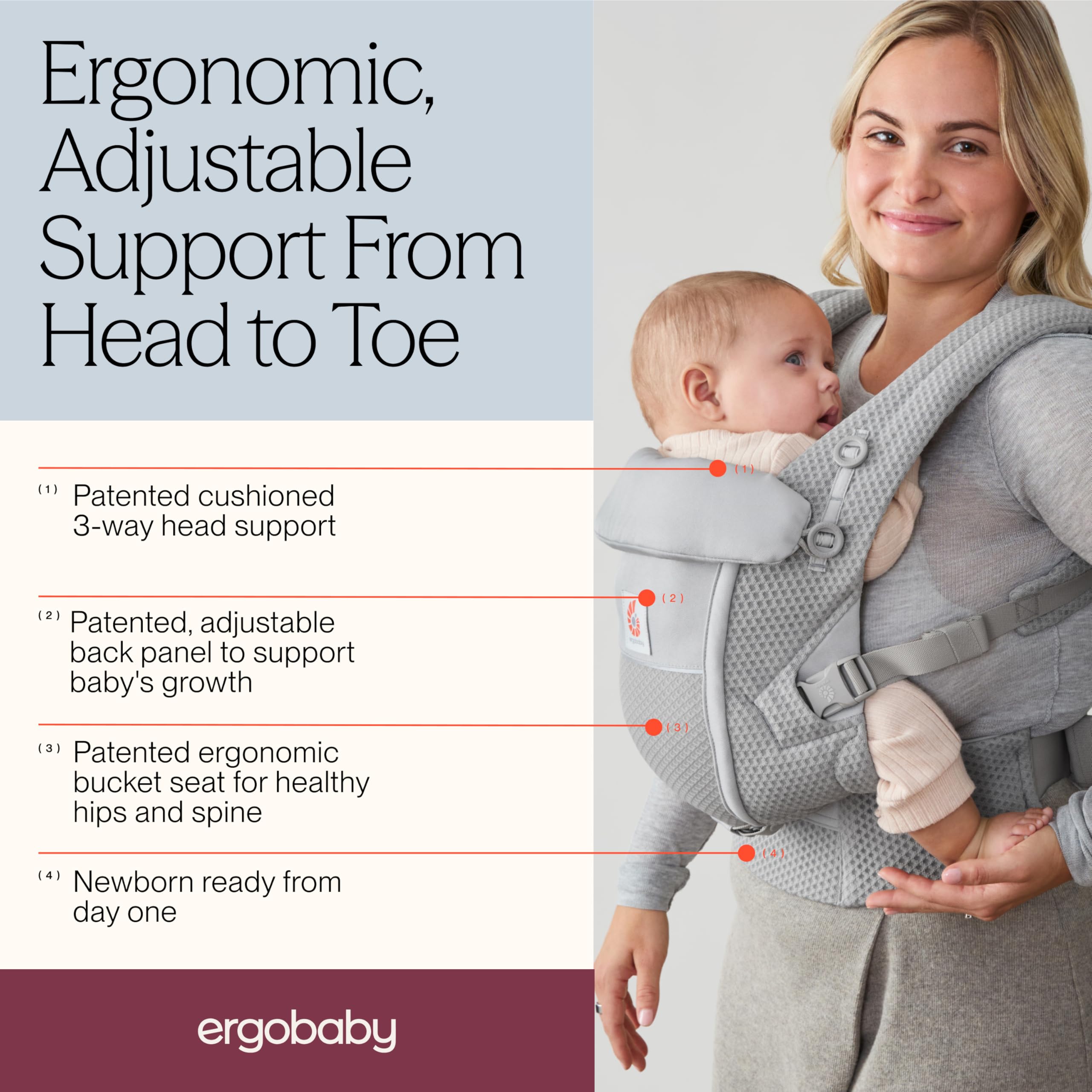 Ergobaby Baby Carrier Adapt Soft Flex Mesh Pearl Grey