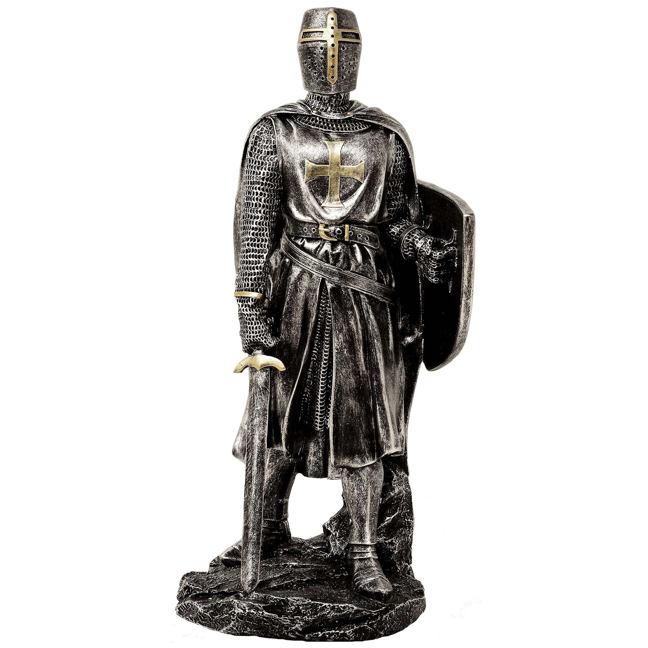 Kreuzritter silber-bronzefarben mit Schwert - Mittelalter, Ritter, Knight