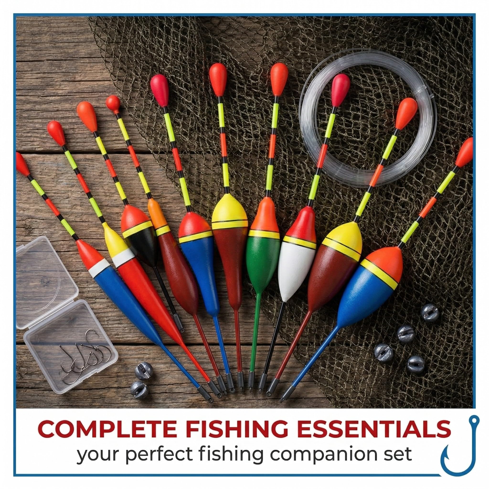 10 Piezas Set de Boyas de Pesca - Flotadores para Pesca y Boyas de Trucha con Plomos de Pesca - Kit Completo para Lagos, Estanques y Ríos (10 Tamaños)