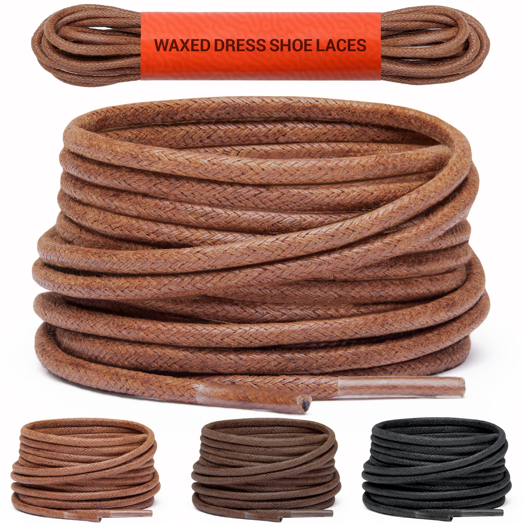 Miscly Waxed Shoe Laces for Dress Shoes - Round Oxford Shoelaces for Men - Multiple Lengths and Colors Available