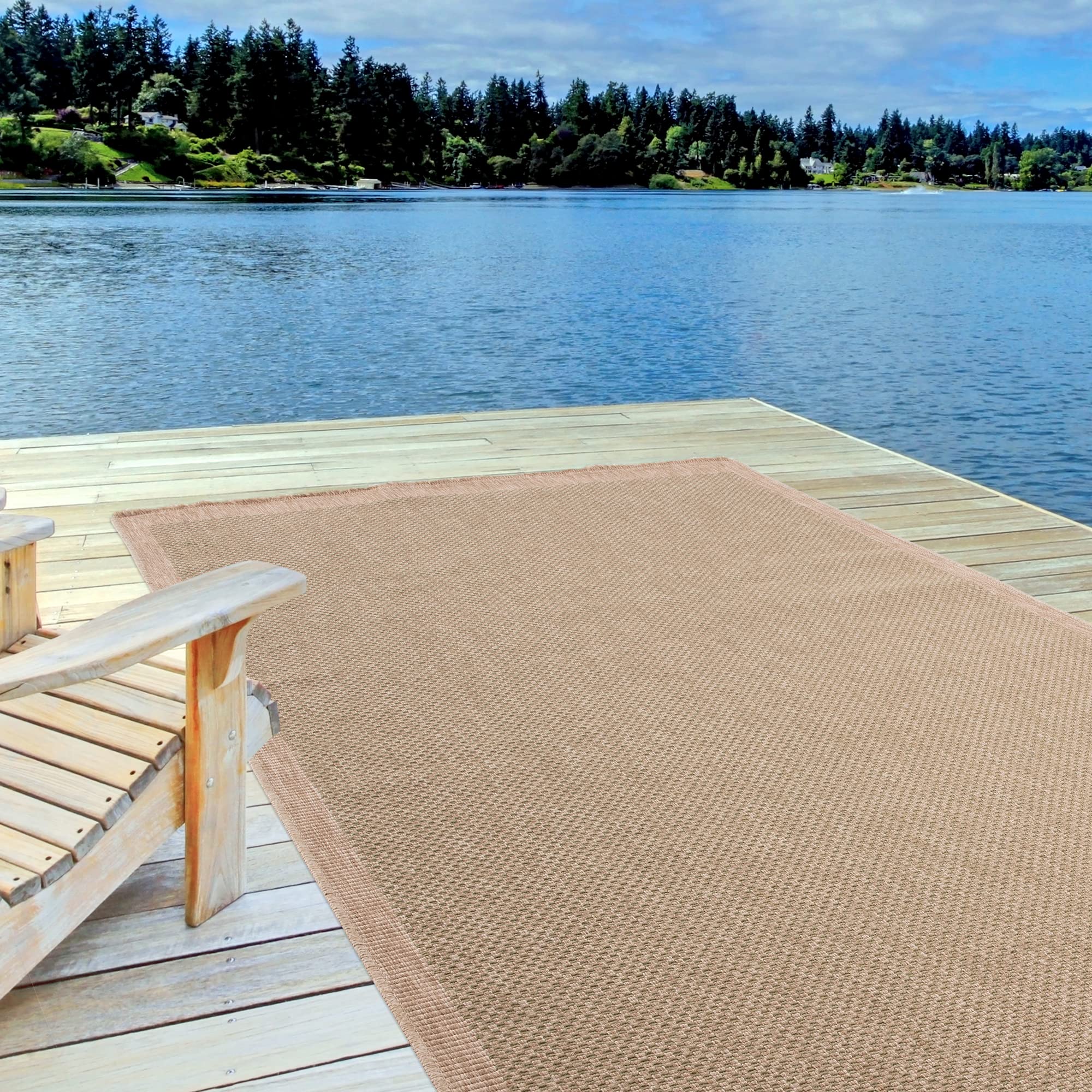 THE RUGS Nature Collection Outdoor Rug, Indoor/Outdoor Tona Border Area Rug for Patio Deck, Garden, Kitchen - Image 3