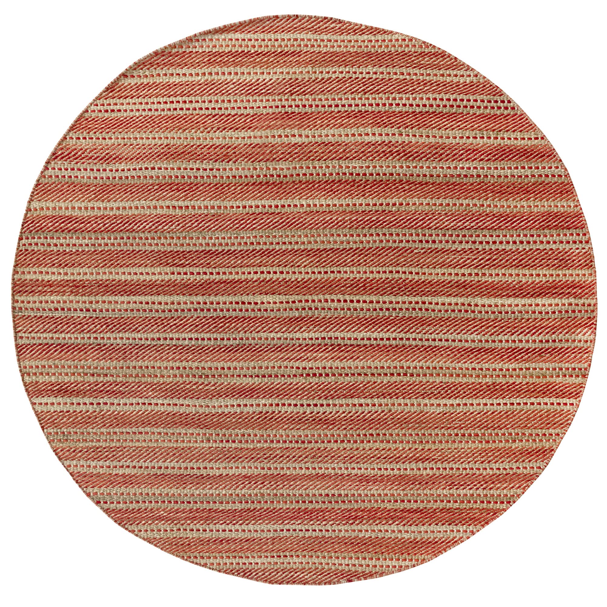 HAMID - Tapis en Jute Ronde de Laine Olivia, Tapis en Laine et Jute Ronde, Tissé à la Main pour Salon, Chambre, Salon, Couleur Rouge Naturelle, (200x200cm)