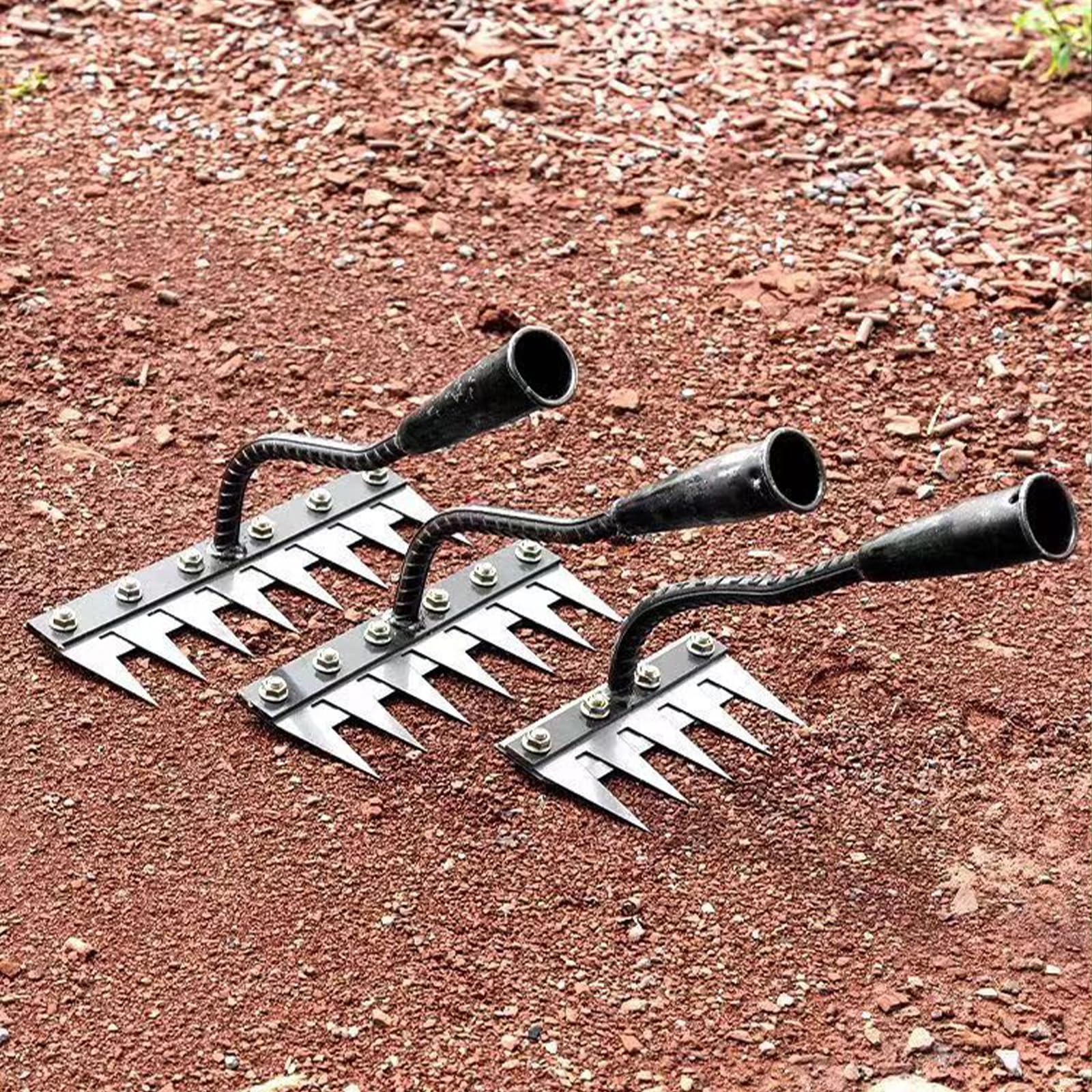 Ez Rake Iron Rake Heavy Duty Iron Weeding Rake - 6 Teeth Garden Tool For Soil ...