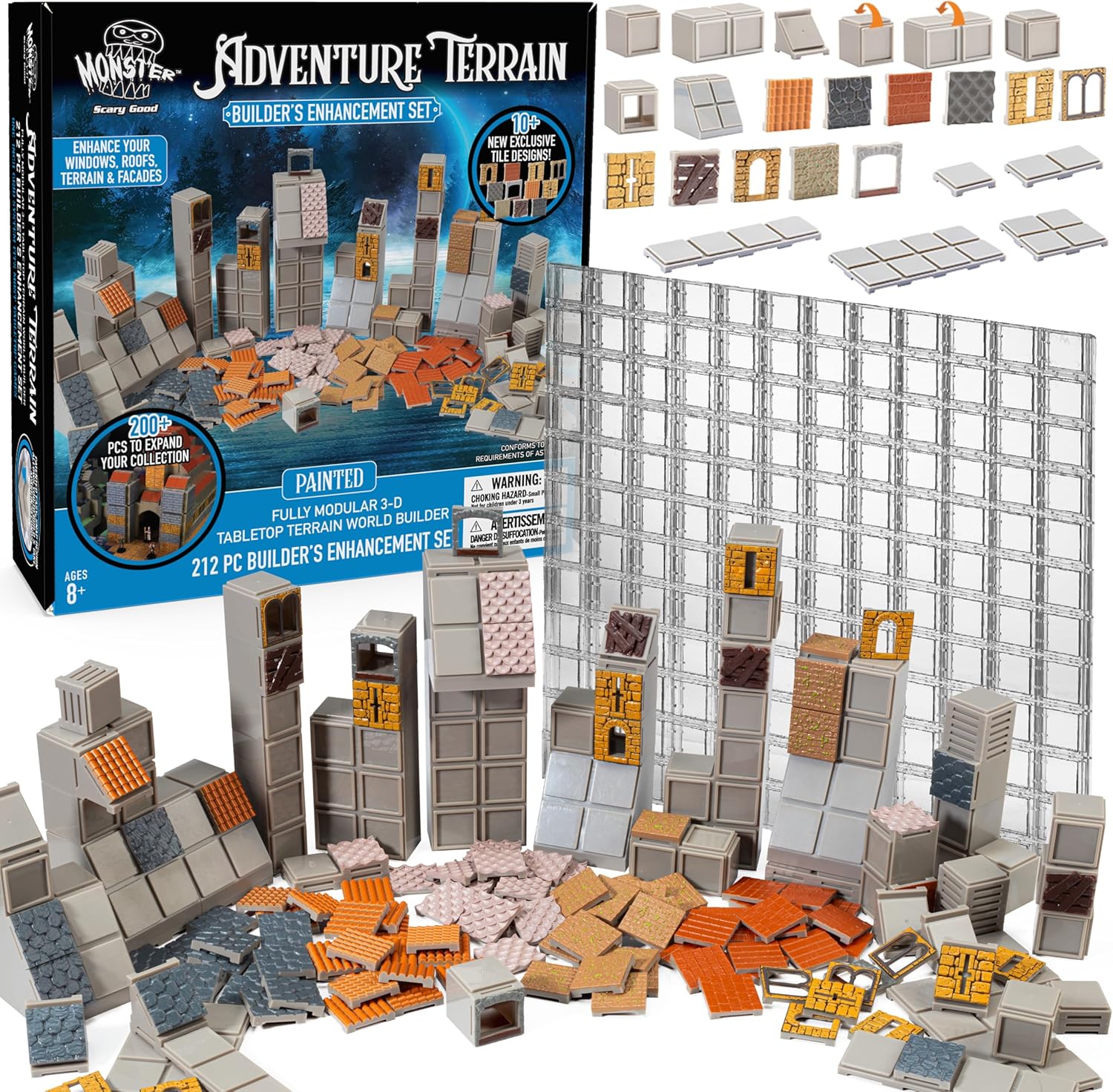 Monster Adventure Terrain 3D Interchangeable Builder System - 91pc Painted Fall Forest Set w Base - Build Modular Worlds in a Snap & Elevate Your Campaign - Compatible with DND Dungeons & Dragons