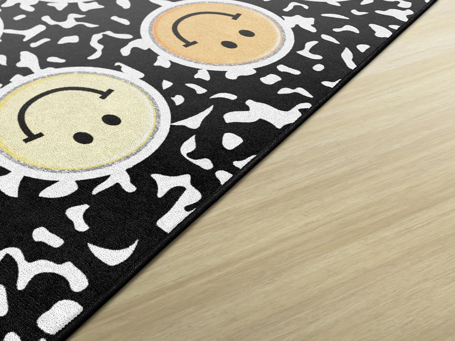 Flagship Carpets Smiley Faces Sit Spots on Composition Book Paper Educational Area Rug for Kids Room, Children's Classroom Rug for Teaching and Playroom, 7'6" X 12' - Multicolor