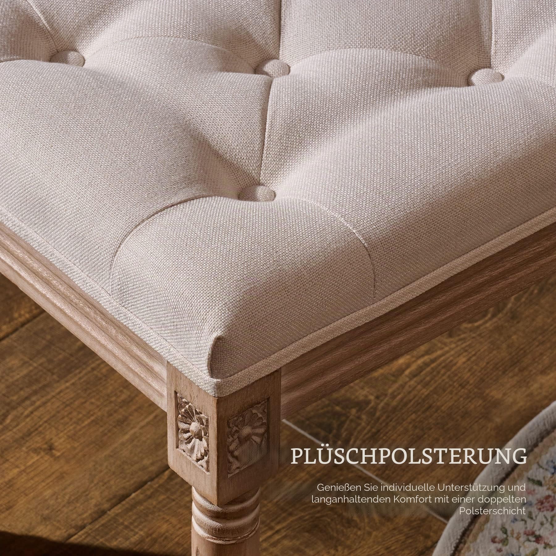 VONLUCE Schminkhocker Polsterhocker Kosmetikhocker Hocker für Schminktisch Sitzhocker Samt Klavierhocker Schminktisch Hocker Massivholzbeine (30 x 40 x 47 cm)