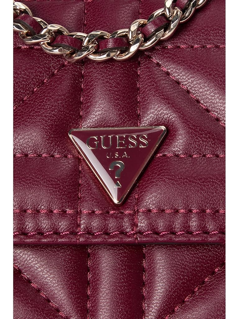 Burgundy GUESS Edita Mini Convertible Crossbody Flap