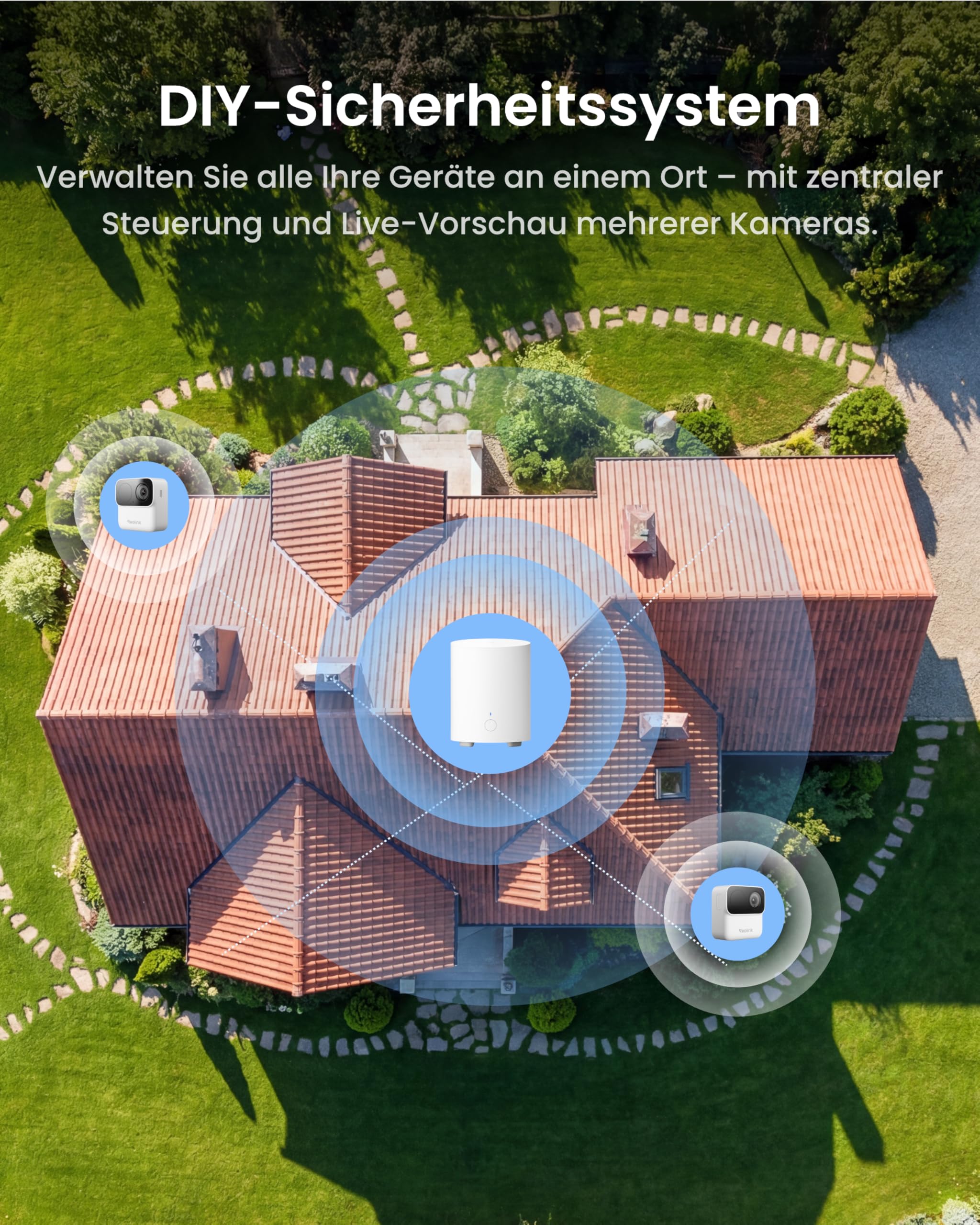 Reolink Argus MagiCam V2 mit Home Hub Mini-Kit, 2 MP/1080p-Außenkamera mit Akku, wasserdicht nach IP67, Zwei Stromversorgungsmöglichkeiten, magnetische Halterung zur Befestigung, Fernzugriff