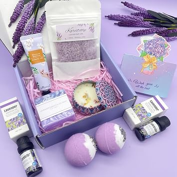 Bath Set Pamper Gifts For Women, Relaxation SPA Thank You Teacher Gift | Lavender Bubble Bath Skincare Get Well Soon Gifts Ideas For Her Mum Best Friend Sister, Birthday Anniversary Self Care Hamper